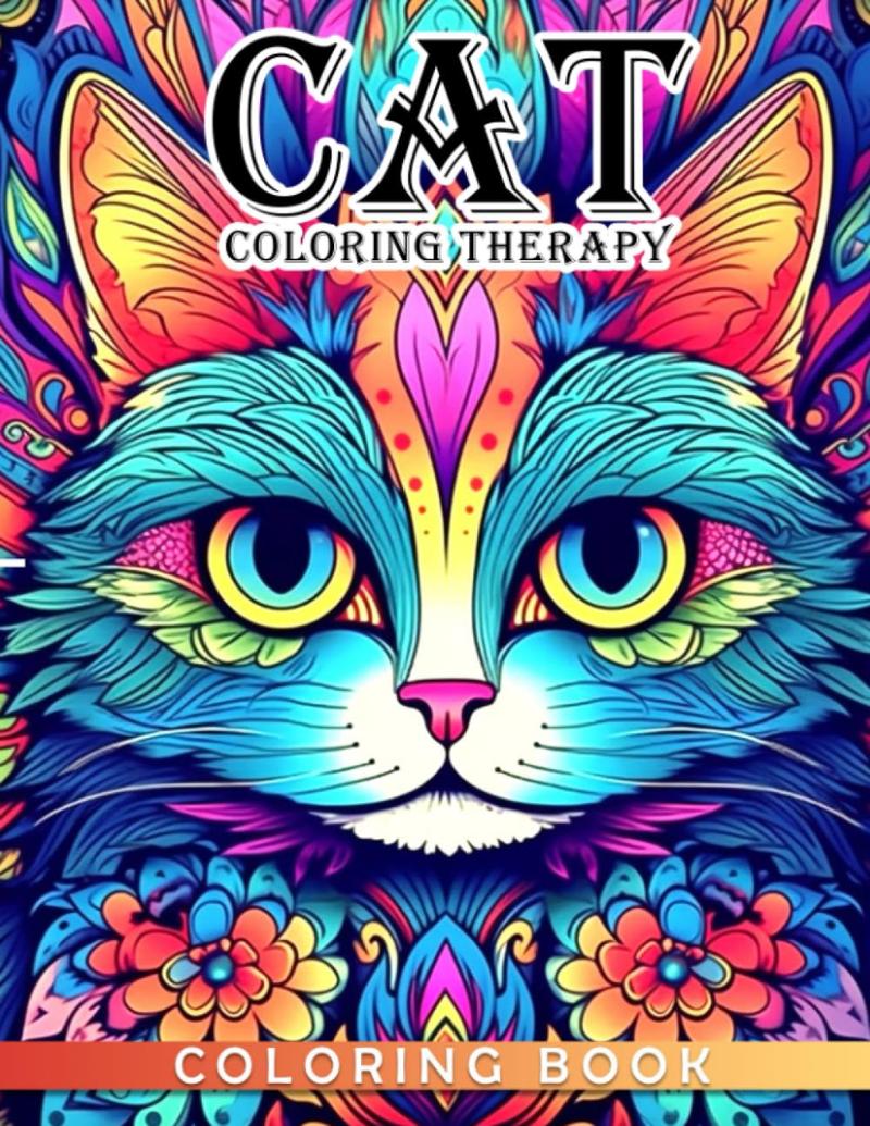 Cat Coloring Therapy Coloring Book: Gifts for relaxation and fun with 40 beautiful cat pictures that bring happiness to all